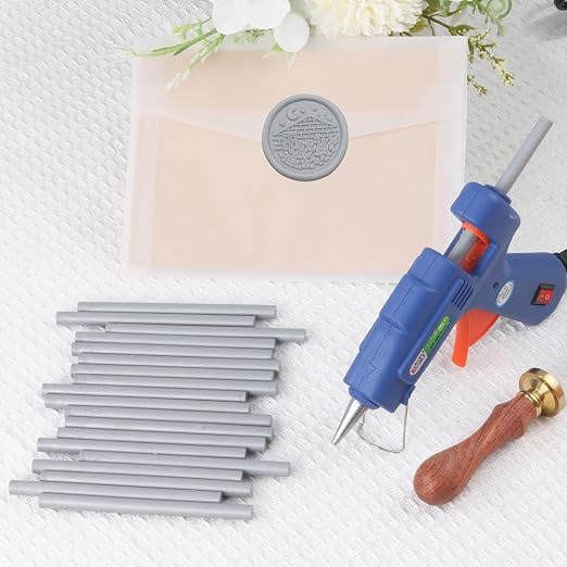 Gray Sealing Wax Sticks, WASOHLING 20Pcs Glue Gun Wax Seal Sticks