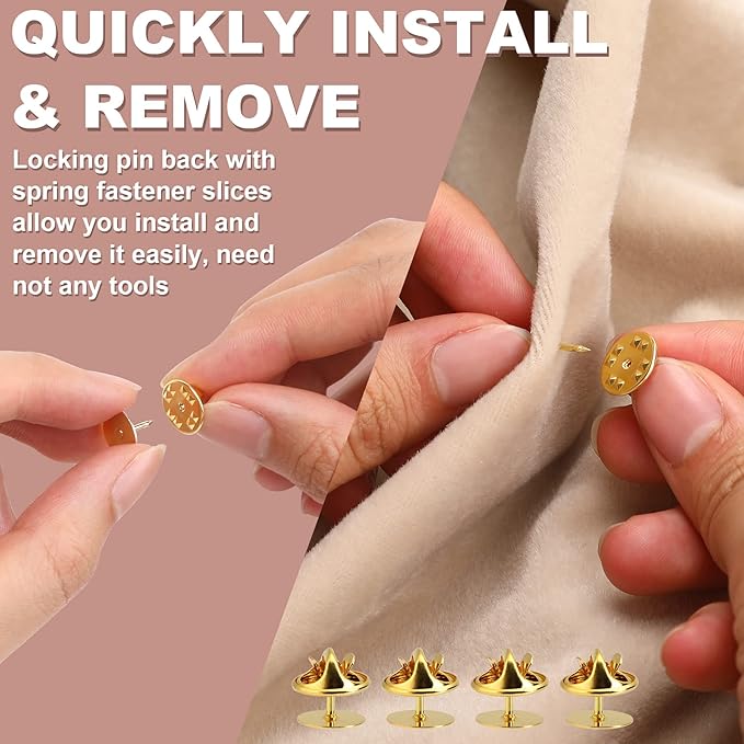 JANYUN 120 Pairs Butterfly Clutch Tie Tacks Safety Keepers Pin Back | Gold