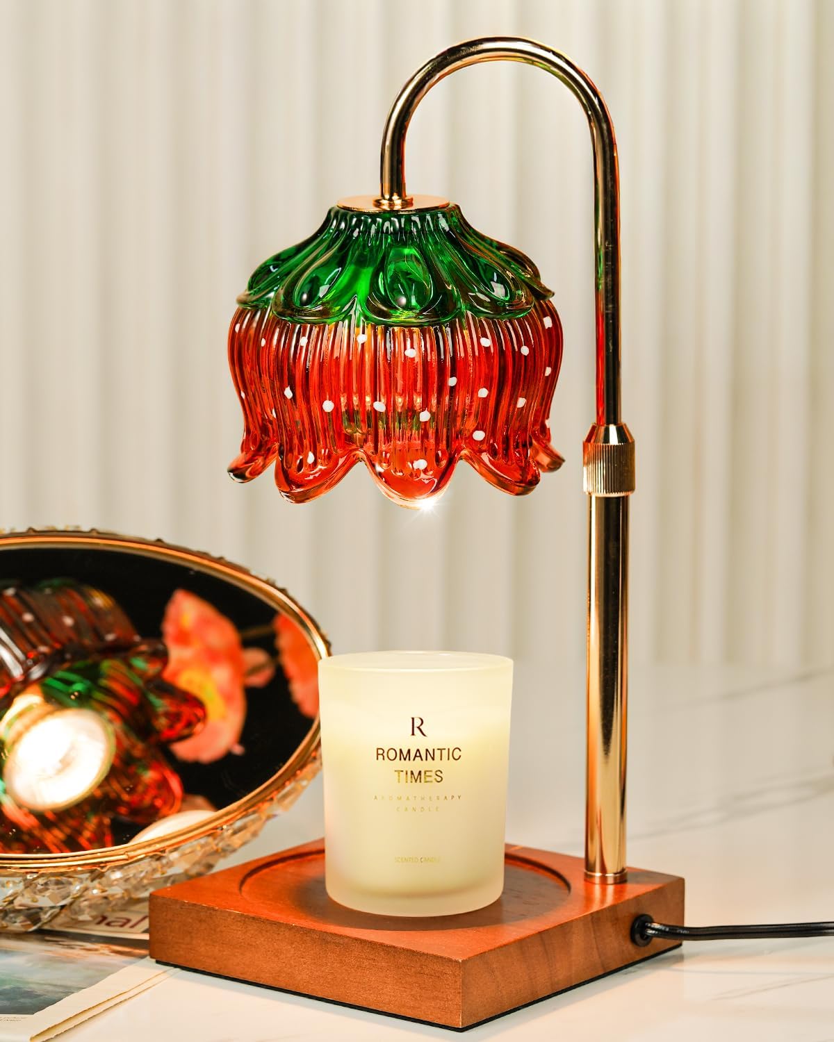 Strawberry Candle Warmer Lamp with Timer Dimmer, Adjustable Height Gifts for Women Mom Birthday Christmas House Warming Gifts New Home Bedroom Decor, Cute Candle Warmer Light for Jar Candles