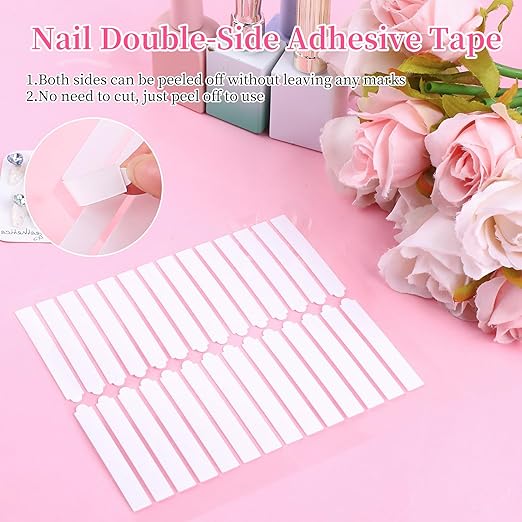 BQAN Double Sided Nail Tape for Press On Nails Display 12 Sheets | 360Pcs Clear
