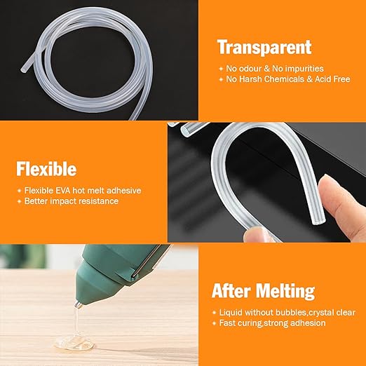 10 Pack Long Mini Hot Glue Stick Rolls, 3 FT Long x 0.27" Diameter Glue Sticks