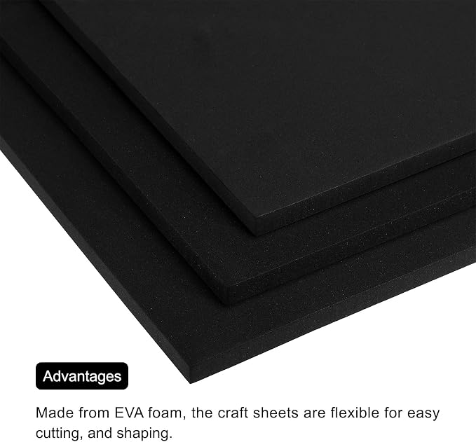 MECCANIXITY EVA Foam Sheets Black 9.8 Inch x 9.8 Inch 10mm Thick Crafts Foam