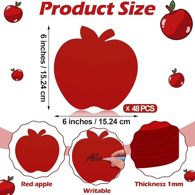 Ireer 48 Pcs Foam Apple Cut Outs Red Apples Shapes Cutouts Bulletin Board