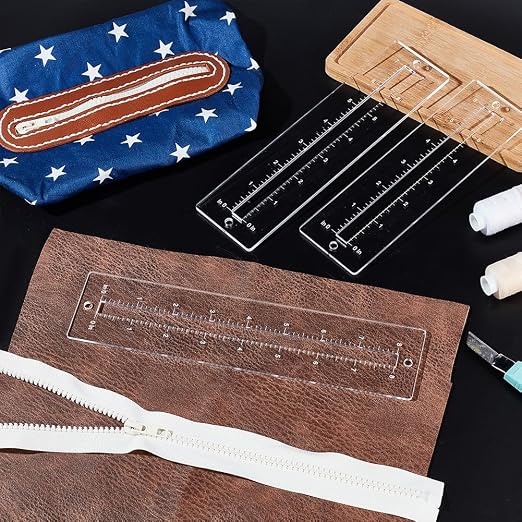 PH PandaHall 6pcs 3 Sizes Zipper Making Template Set, Acrylic Zip Pocket