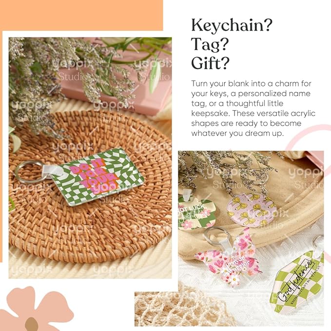 YOPPIX 90 Pcs Sublimation Acrylic Keychain Blank kit,