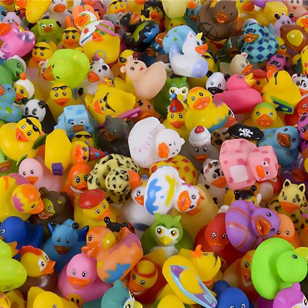 Assorted Rubber Ducks Toy Duckies for Kids and Toddlers, Bath Birthday Baby Showers Classroom, Summer Beach and Pool Activity, 2" Inches (100-Pack)