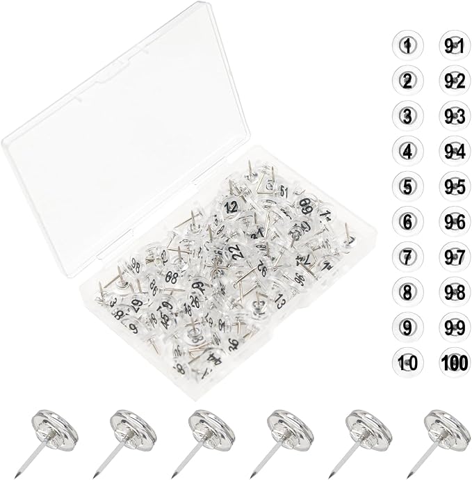 ELANE 100 Pcs Thumb Tacks for Wall Hangings, Flat Thumb Tacks and Push Pins