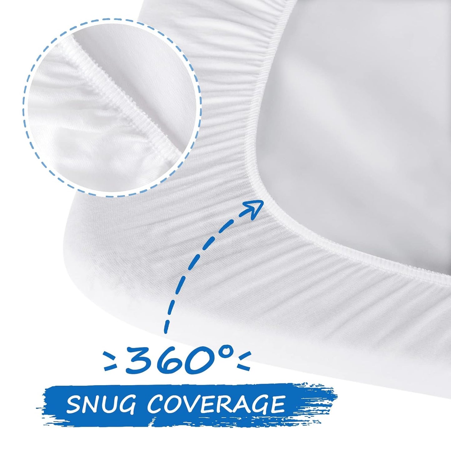 Pack and Play Sheets Waterproof, 2 Pack Cotton Mini Crib Sheets 38"x 25", Compatible with Graco Pack n Play, Dream on Me, Delta Portable Crib and Arms Reach Ideal Cosleeper, Baby Girl Boy, White