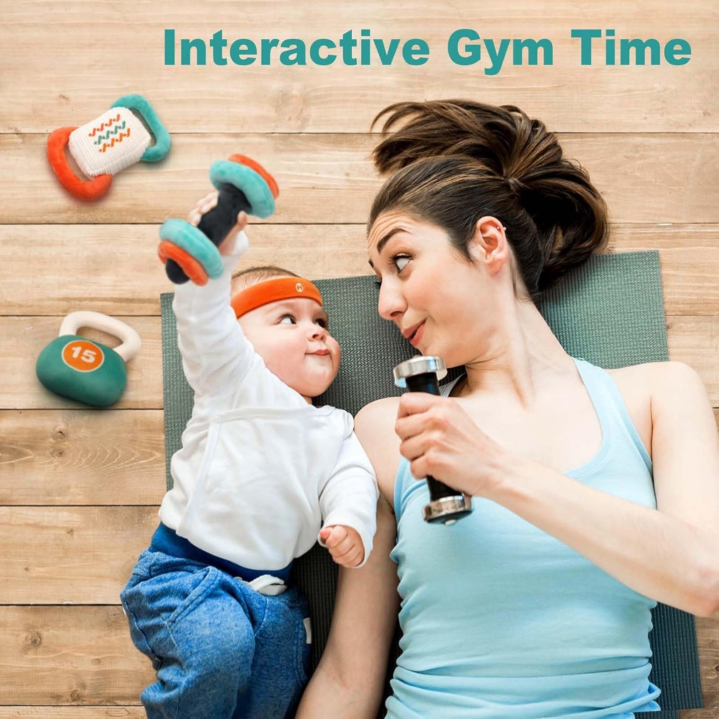 Vanplay Baby Toys 0-12 Months, Workout Plush Toy with Rattle for 0-3-6 Month, Sensory Montessori Toys for Babies 6-12-18 Month, Baby Boys Girls Birthday Shower Gifts for 7 8 9 10 Month