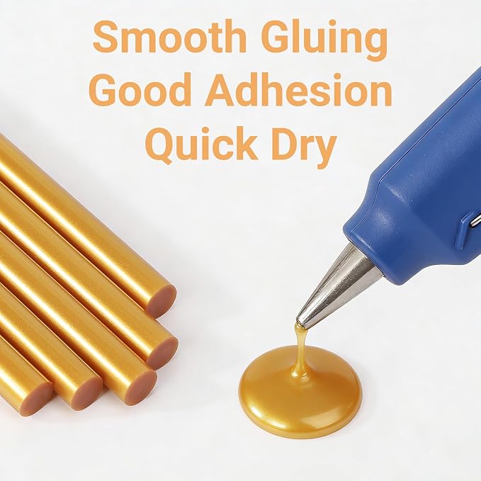 72 Pack Metallic Gold Hot Glue Sticks Full Size, 0.43x4 in Sealing Wax Sticks