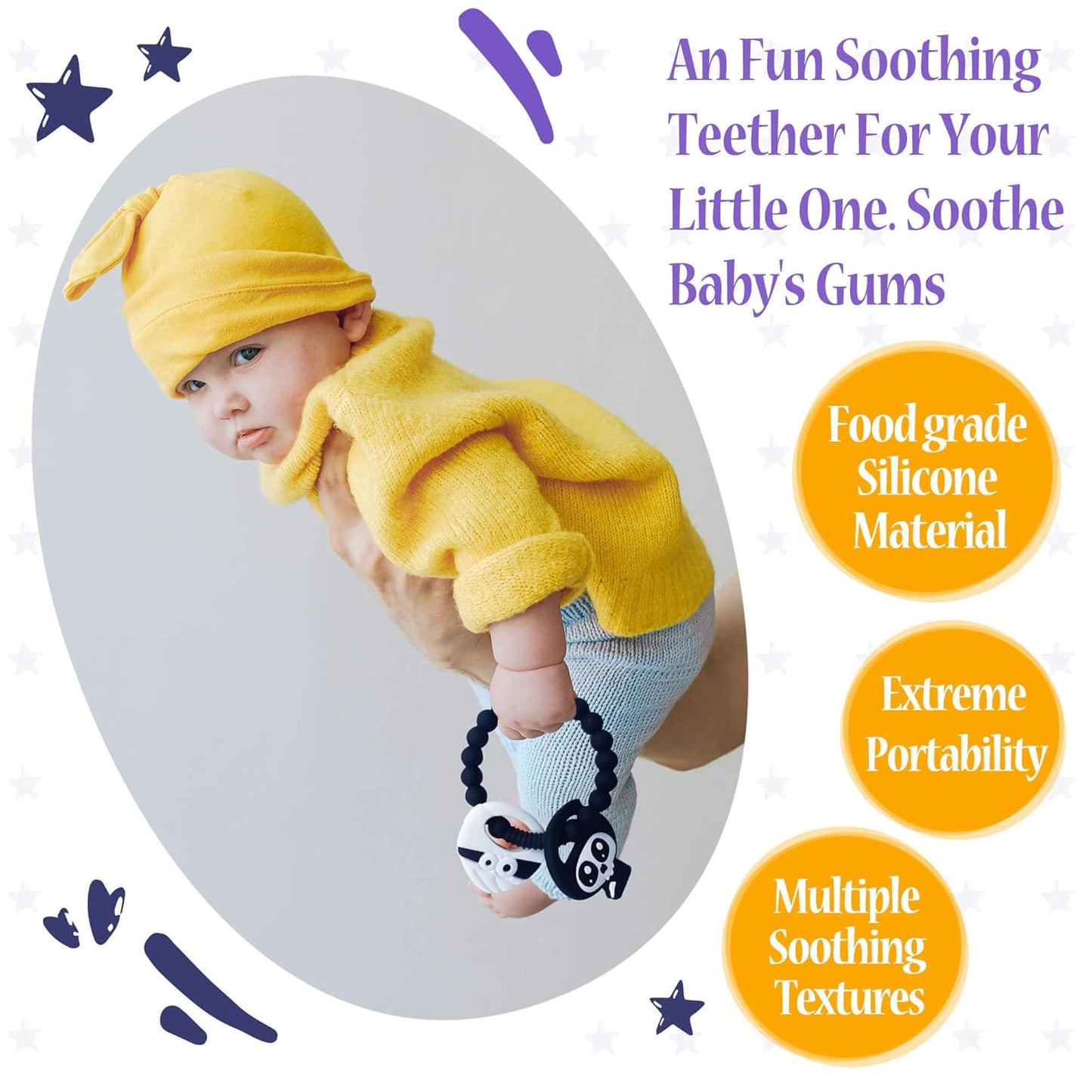 Mummy Teether and Cute Grim Reaper Ring Teether Halloween Activities Designed with a Bumpy Ring for Soothing and Ease of Grabbing