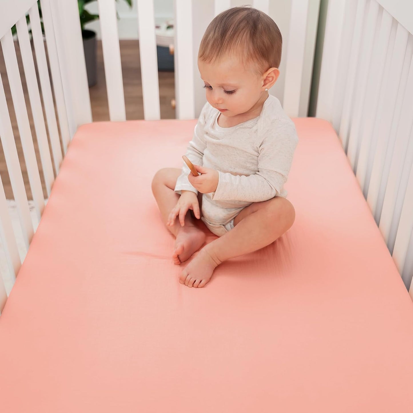 Comfy Cubs 100% Muslin Cotton Fitted Crib Sheet - Soft, Standard & Breathable Crib Sheets for Toddler Mattress - Snug Fit, Secure Elastic with Beautiful Packaging for Boys & Girls - Lace Pink