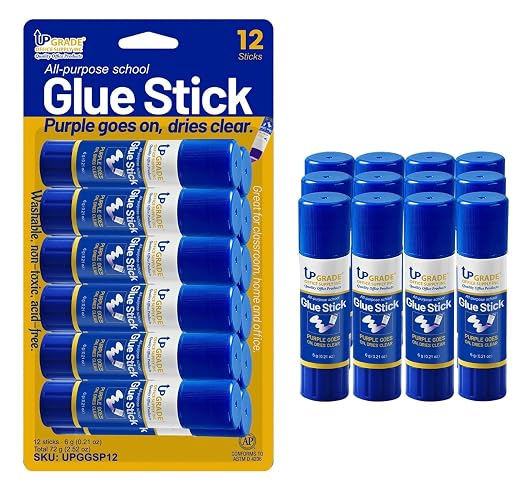 Upgrade Office Supply Glue Sticks, Washable Non Toxic,