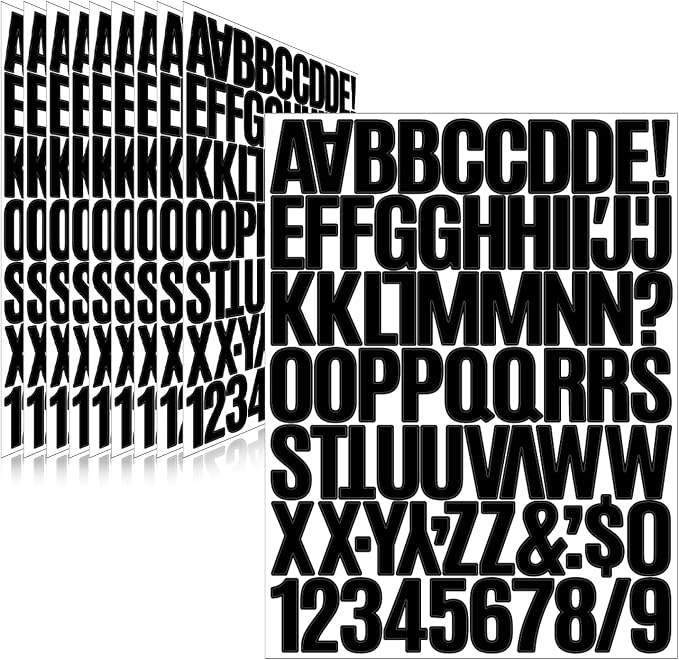730 Pcs 10 Sheets Letter Stickers, Self Adhesive Waterproof 1.5 Inch Mailbox