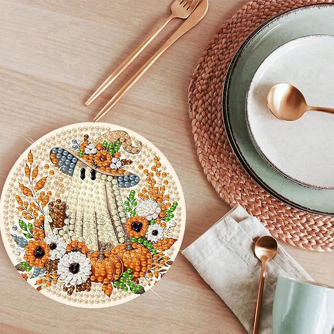 ijbnhd 8 Pcs Diamond Art Coasters Kits Autumn | Diamond Painting Coasters Kit