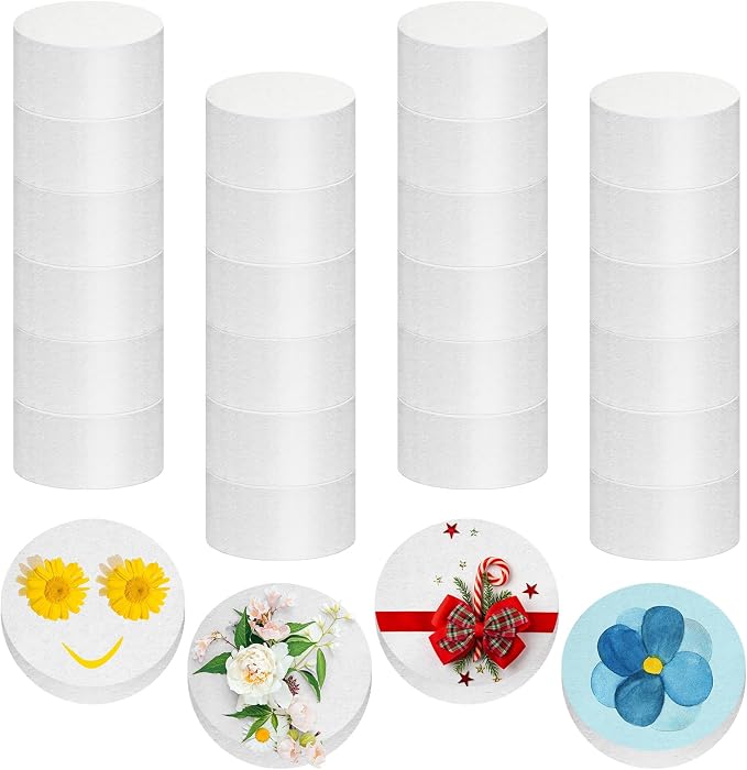 Henoyso 24 Pcs 2 x 2 x 1 Inch Foam Circles, Polystyrene Round Foam Discs