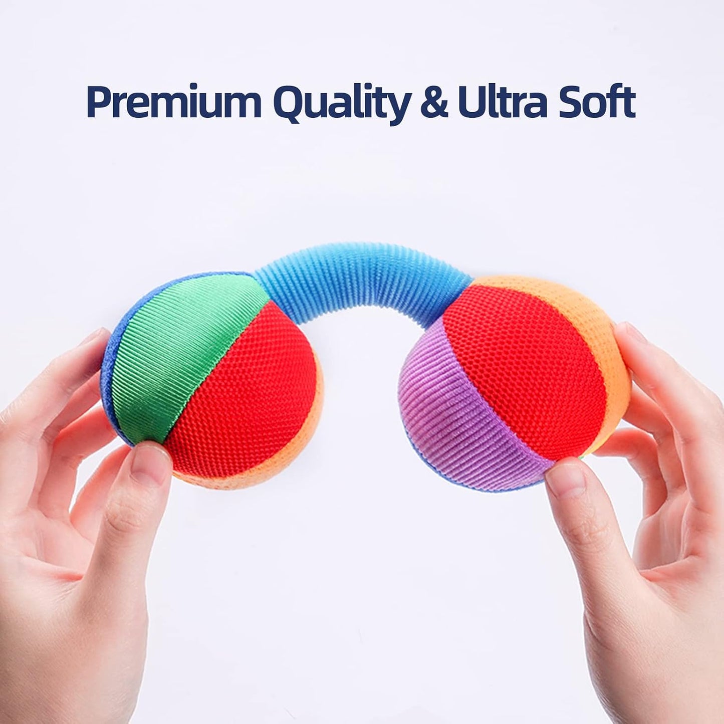 Jollybaby Soft Plush Stuffed Baby Dumbbell Rattle Toys for 0-3-6 Months Newborn, High Contrast Colorful Sensory Rattles Weights Toys for Infant Baby 0-3 Months, Funny Baby Boy Girls Shower Gifts