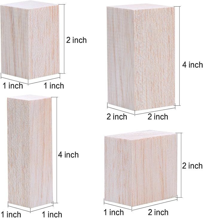 Sumind 12 Pcs Balsa Blocks for Carving 4 Sizes Whittling Wood Carving Kit for