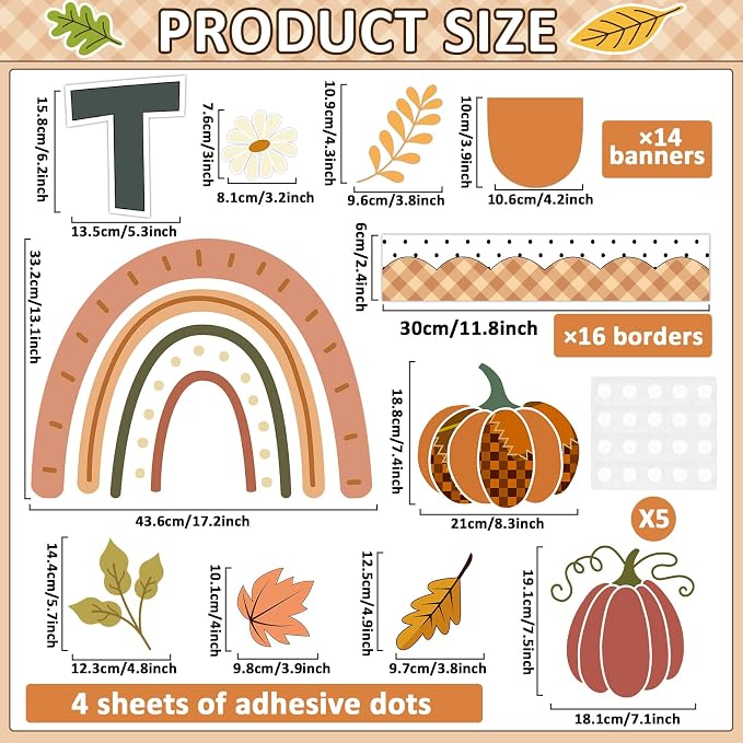 Thanksgiving Pumpkin Bulletin Board Decorations Fall Classroom Decors Leaves