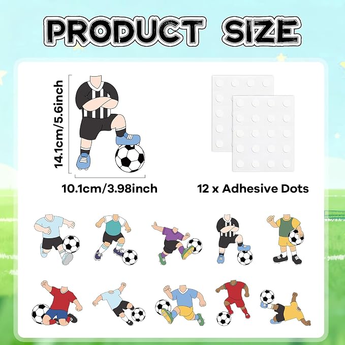 OBUSATT 60 Pcs Soccer Player Theme Cutouts Soccer Bulletin Board Decorations