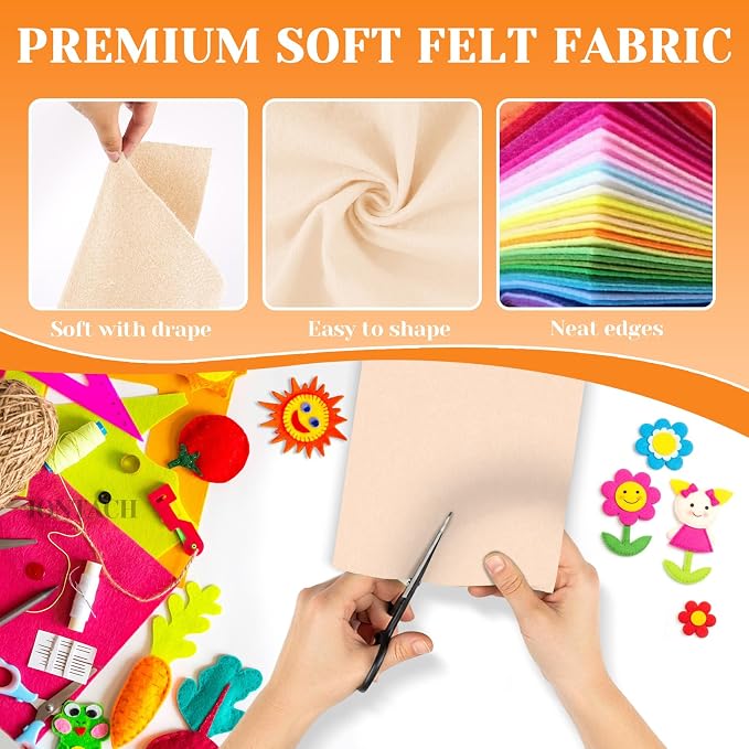 IONTACH 9" X 12" Soft Felt Sheets 1.6mm Thick | Felt Fabric