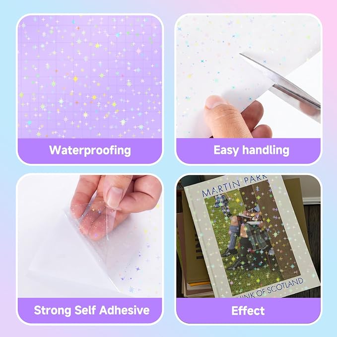 36 Sheets Holographic Sticker Paper Transparent Holographic Laminate Sheets |