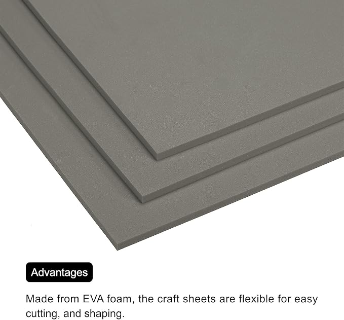 MECCANIXITY EVA Foam Sheets Light Grey 9.8 Inch x 9.8 Inch 5mm Thick Crafts