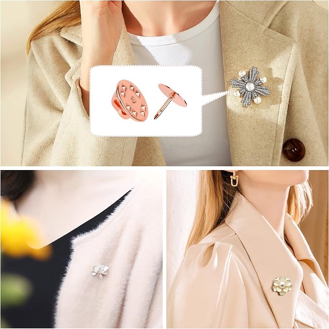 JANYUN 120 Pairs Butterfly Clutch Tie Tacks, Blank Pin Clasp Back | Rose Gold
