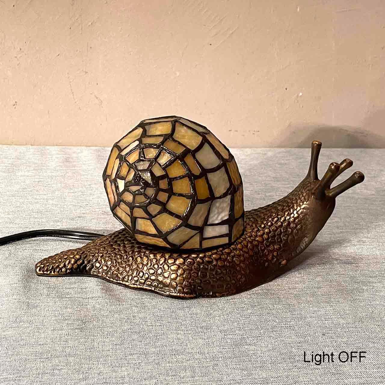 Bieye L10943 Land Snail Tiffany Style Stained Glass Accent Table Lamp for Home Decoration (Yellow, 10" D x 5" W x 5" H)