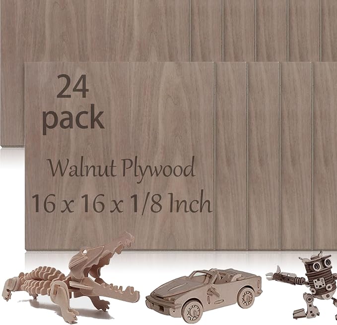 24 Pcs Walnut Unfinished Wood Craft, School DIY Projects, CNC Cutting, and Wood