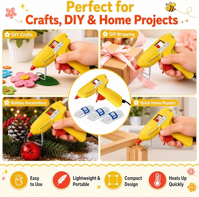 Mini Hot Glue Gun Kit with 30 Glue Sticks and Carrying Case, 15W Fast