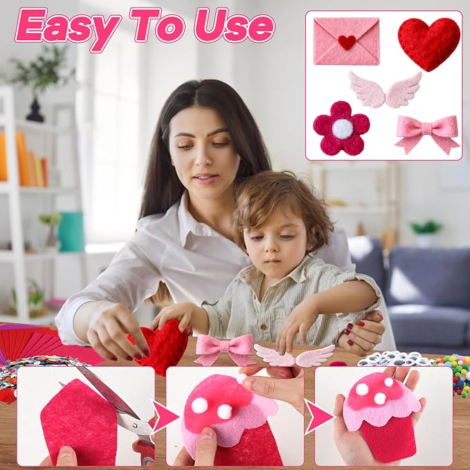 gisgfim 42Pcs Valentine's Day Pink-Purple Felt Fabric Sheet Craft Kit 8 x 12