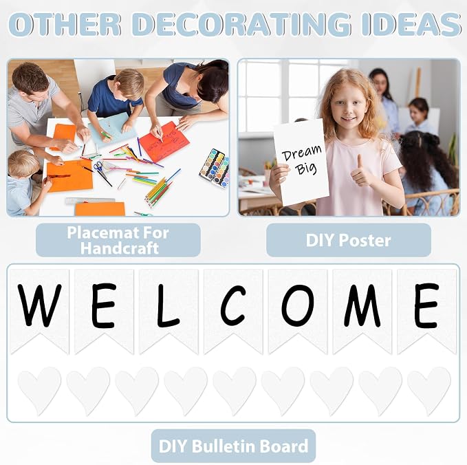Qyeahkj White Bulletin Board Paper Roll White Bulletin Board Background Paper