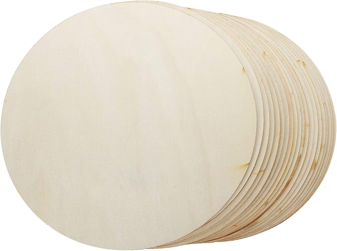 ZOEYES 20 Pack 10 Inch Wood Rounds Unfinished Wooden Circles 1/8 Inch Thick