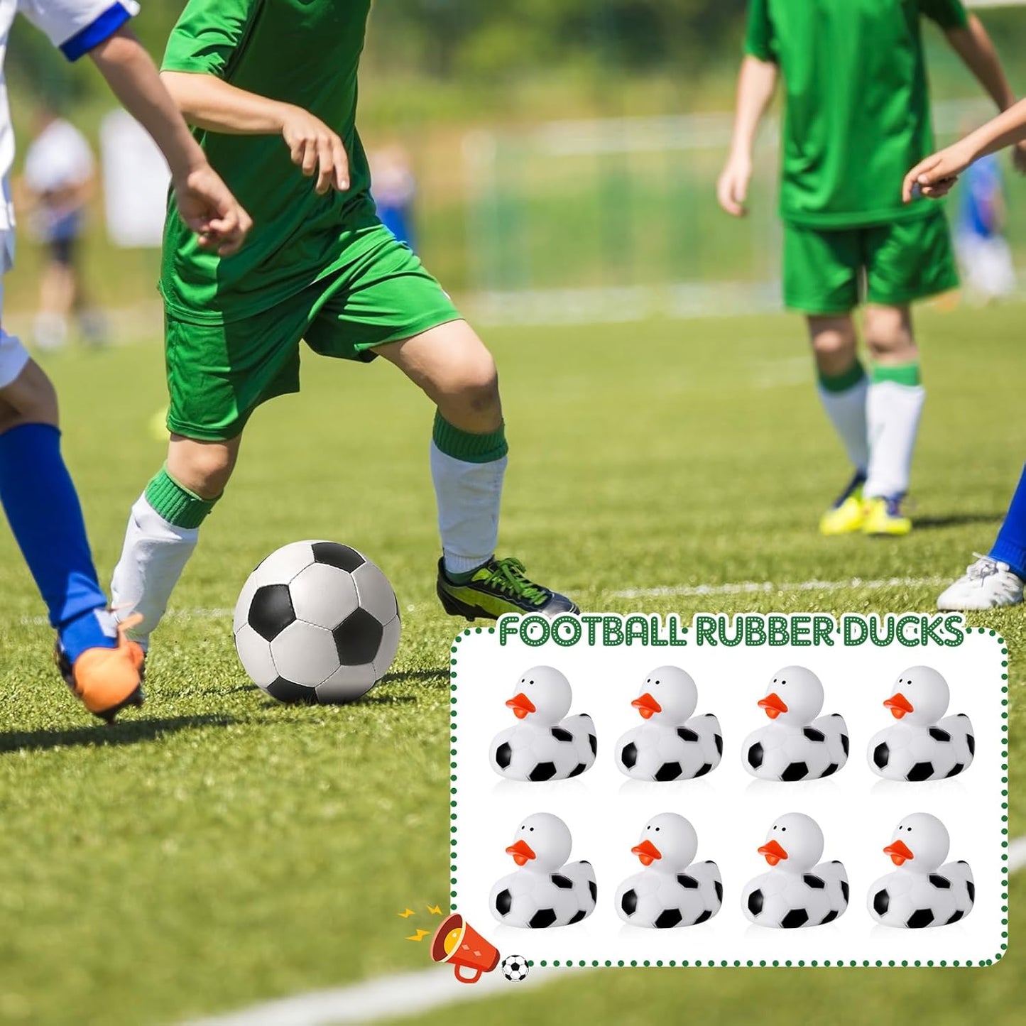 Deekin 50 Pcs Rubber Duck 2 Inch Bulk Sport Party Favors for Birthday Party Decorations Club Player Gift (Soccer)