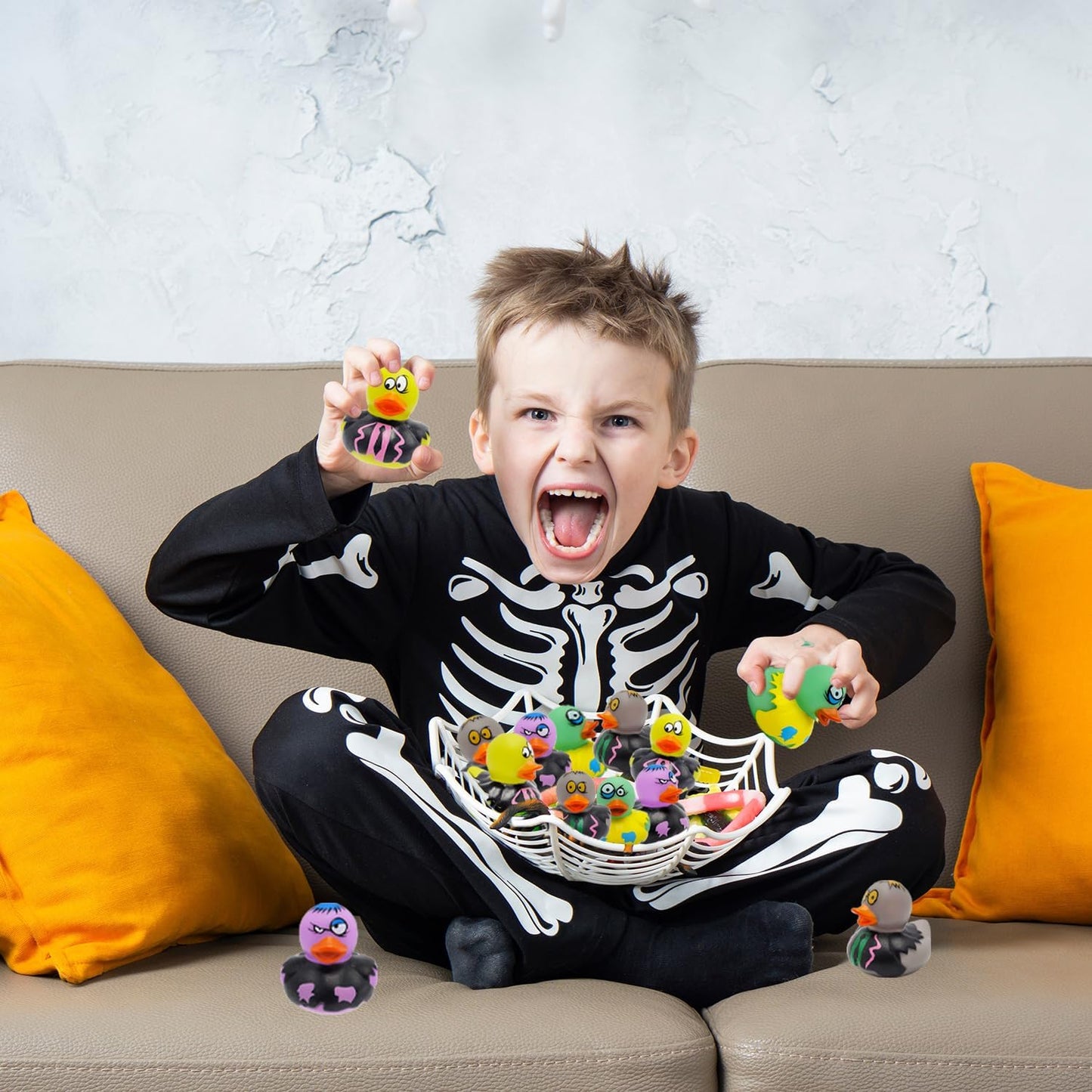 12-Pack Halloween Zombie Rubber Duck Toy Duckies for Kids, Bath, Birthday Baby Showers Summer Beach and Pool Activity, 2 Inches
