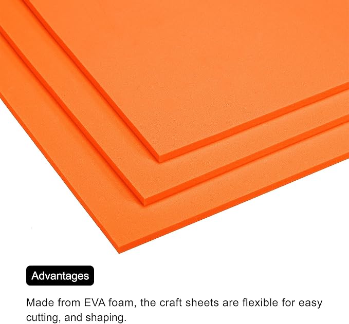 MECCANIXITY EVA Foam Sheets Orange 9.8 Inch x 9.8 Inch 5mm Thick Crafts Foam