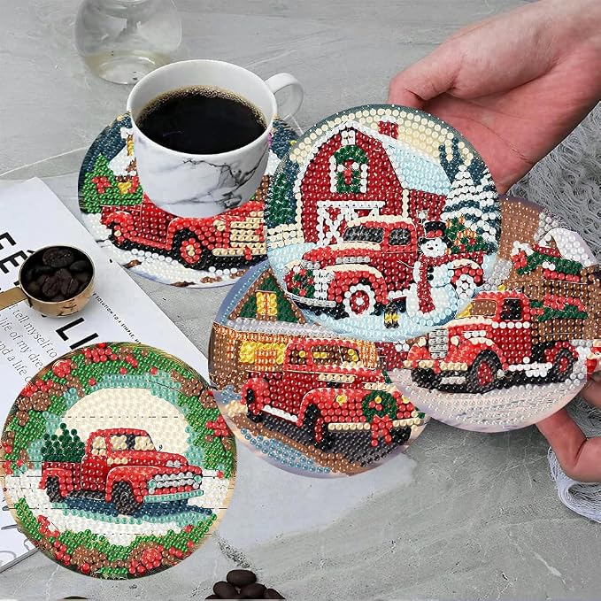 ijbnhd 8 PCS Christmas Diamond Art Coasters Kit