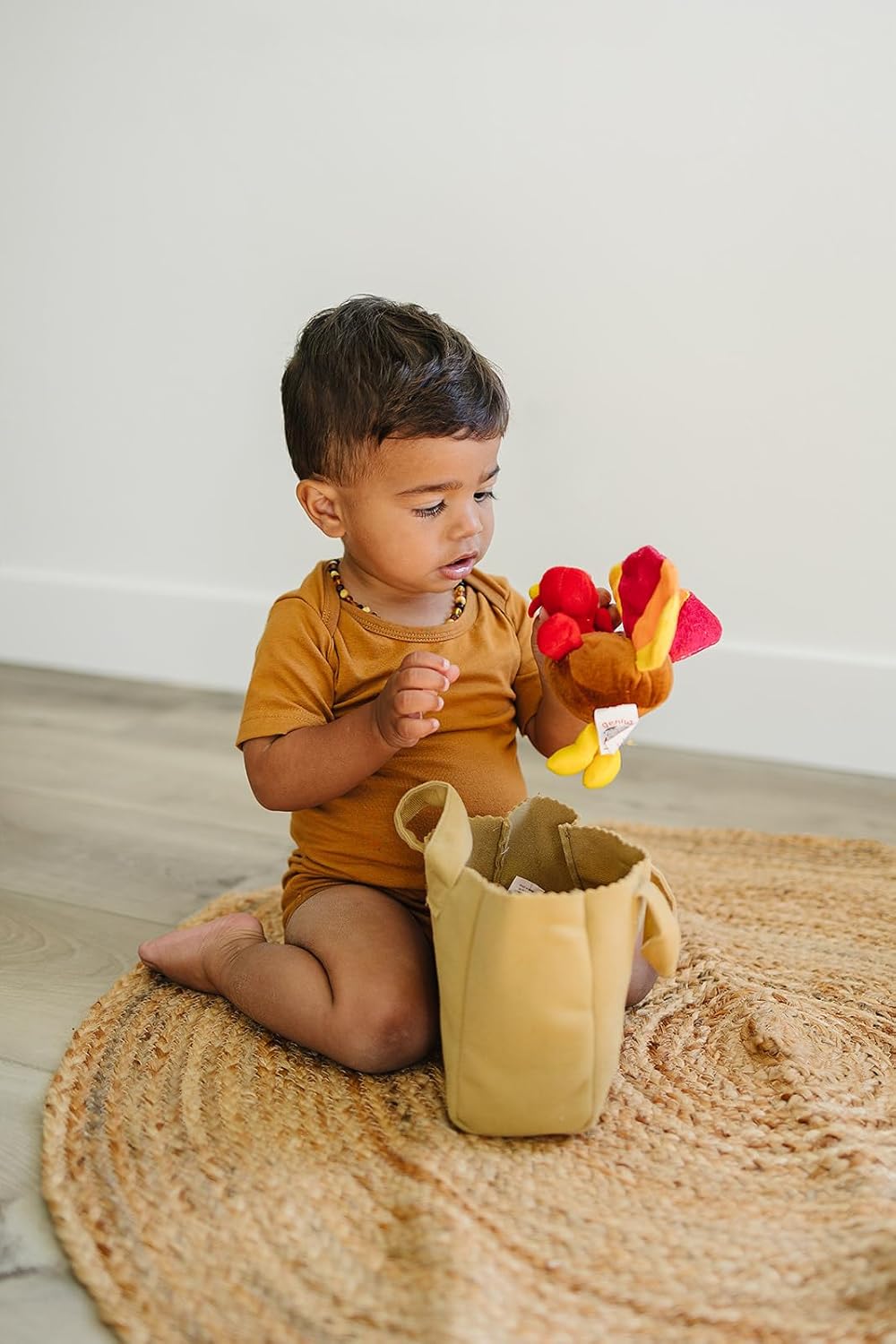 Genius Baby Toys My First Thanksgiving Toy with Plush Gobble Turkey, Teddy Bear, Little Pumpkin Pie, Indigenous Native American Girl - Cute Thanksgiving Toys for Babies Toddlers