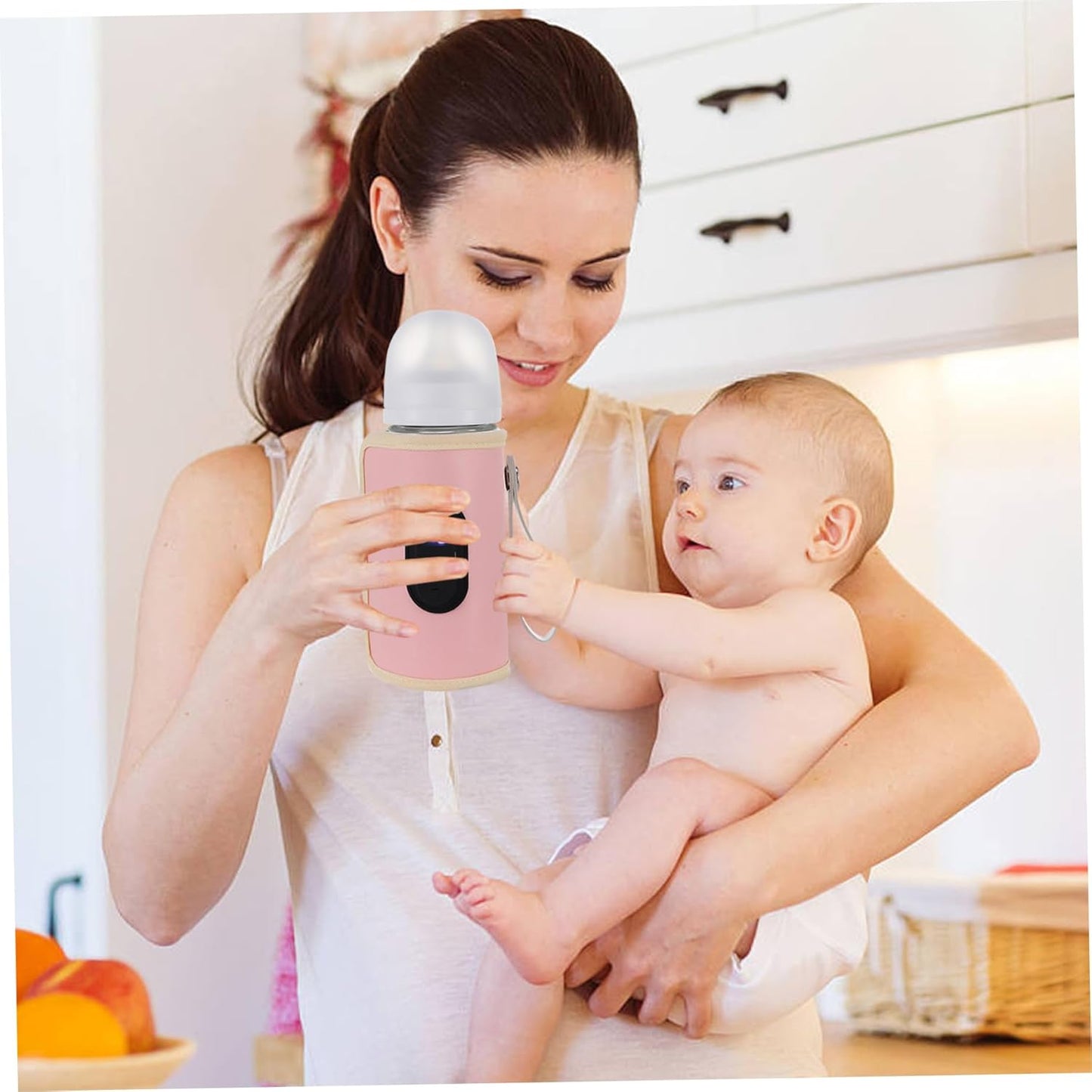 Portable Baby Bottle Warmer Portable Bottle Warmer 18W Quick Heating Baby Bottle Warmer Temperature Adjustable USB Baby Bottle Heater for Home Family Style 2