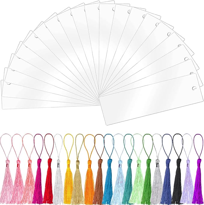 Clear Acrylic Bookmark, BetterJonny 20 Set Plastic Blank Book Page Mark