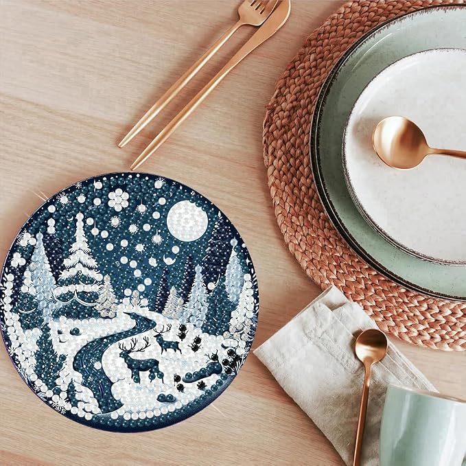 ijbnhd 8 PCS Christmas Diamond Art Coasters Kit Diamond Painting Coasters |
