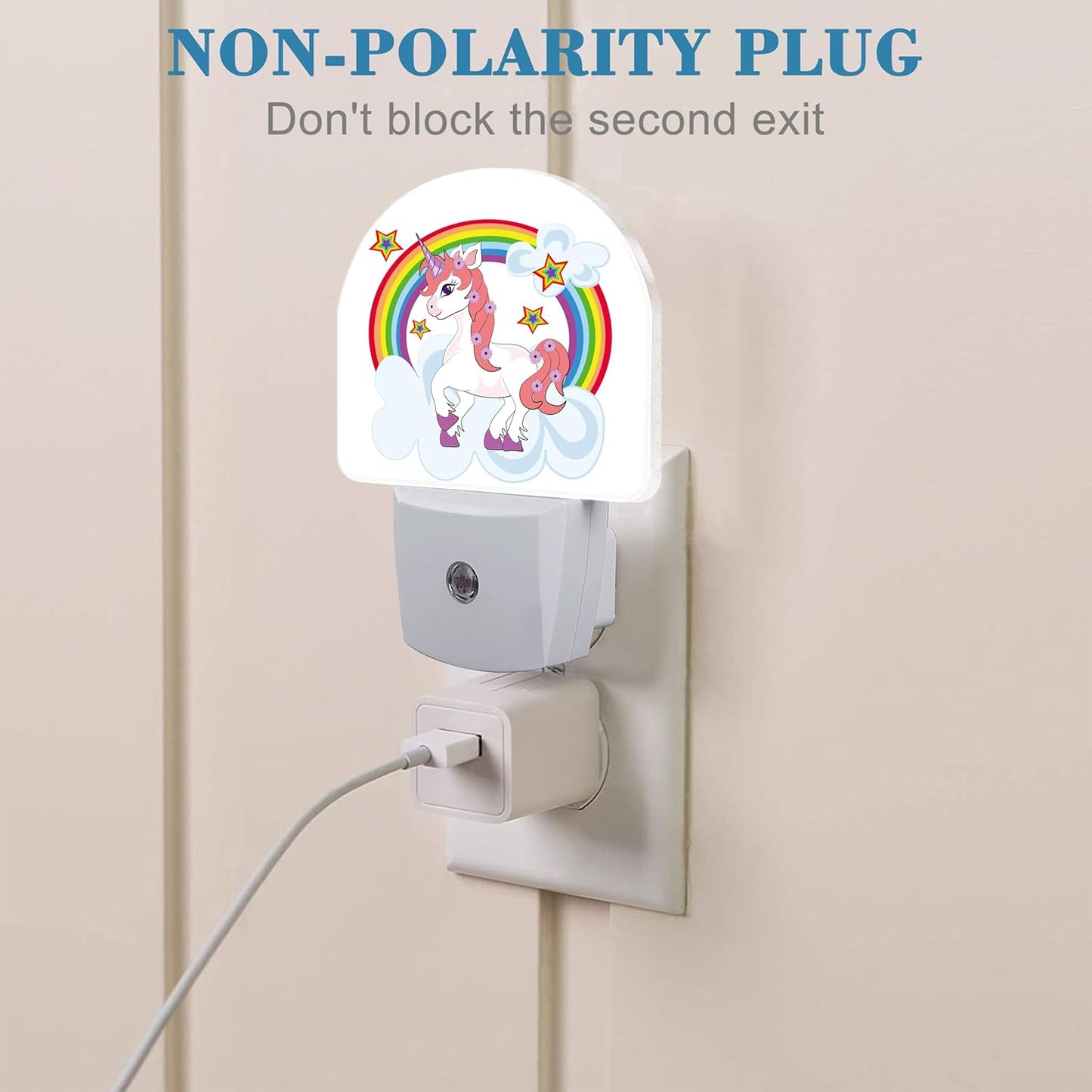 Cartoon Cute Rainbow Horse Night Light for Kids, LED Night Light Plug into Wall with Dusk to Dawn Sensor for Girls Boys Women Men Room Decor, Hallway, Kitchen, Bathroom, Nursery, Stairs