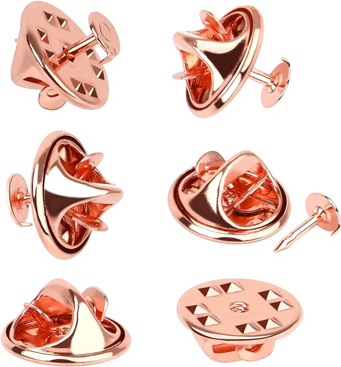 JANYUN 120 Pairs Butterfly Clutch Tie Tacks Pin Back Metal Locking | Rose Gold
