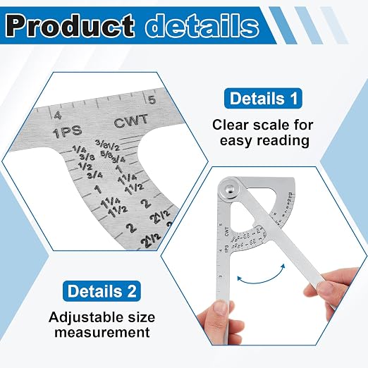 Moxweyeni 2 Pack Pipe Caliper Measuring Tool 7 Inch Stainless Steel Pocket Pipe
