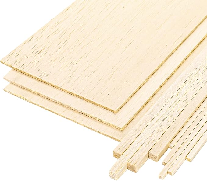 Okllen 150 Pieces Balsa Wood Sticks, Square Unfinished Balsa Wood Sheets Set