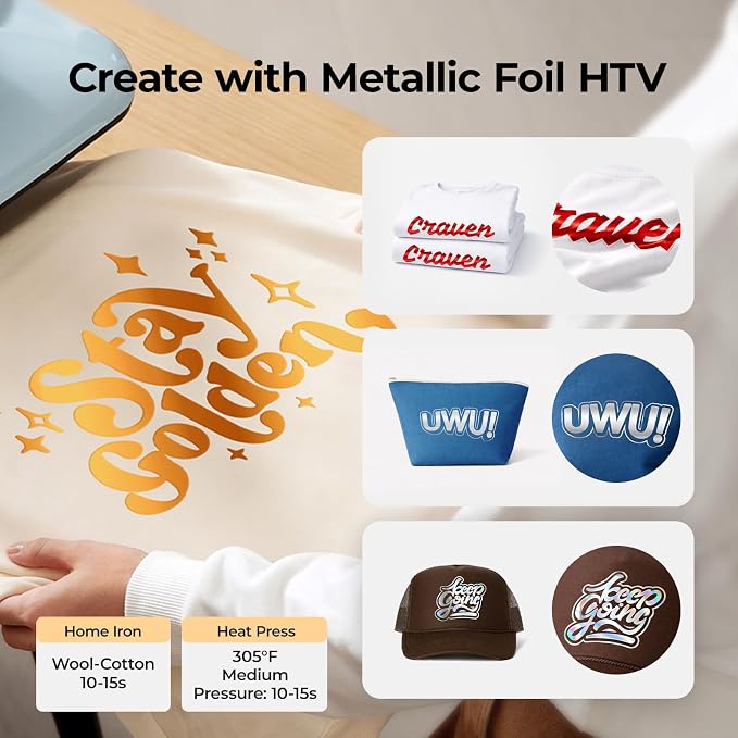 HTVRONT Gold Metallic HTV Vinyl