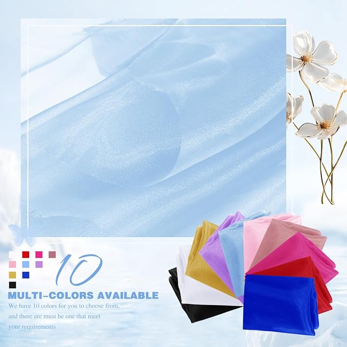 VACVELT Light Blue Sheer Organza Fabric by The Yard 60" Wide | Semi-Transparent