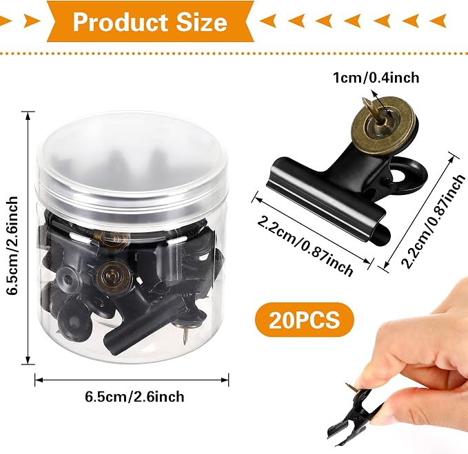 20 Pcs Metal Push Pin Clips 22mm