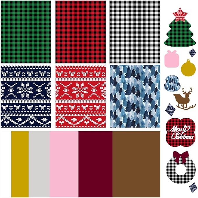QuuCut Heat Transfer Vinyl Bundle: 12 Pack 12" x 10" Sheets, Pattern HTV